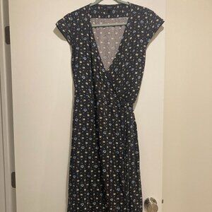 J Crew Floral Wrap Midi dress Size L
